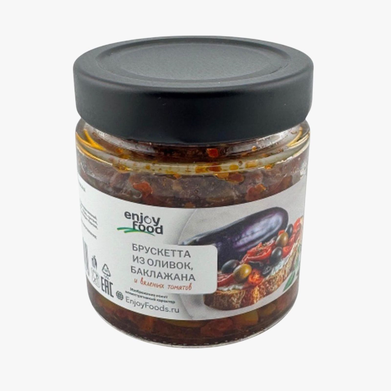 Брускетта с оливкой, баклажаном и вяленым томатом, 125 мл
