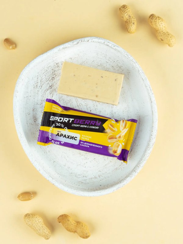 Батончик неглазированный арахисовый Sportberry, 40 г