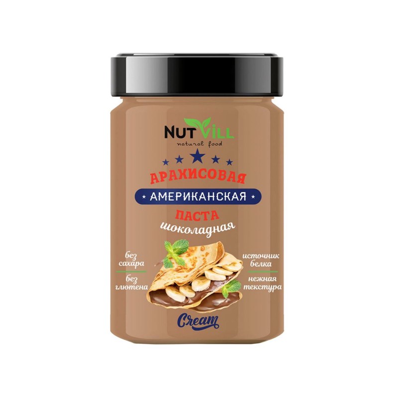 Паста арахисовая шоколадная NutVill, 180 гр