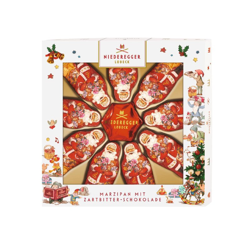 Новогодние марципановые Санта и Звезды в темном шоколаде, 125 г