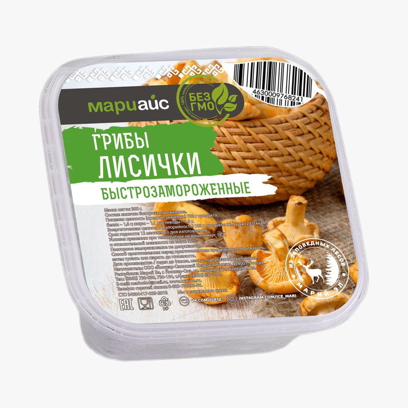 Грибы лисички быстрозамороженные, 300 г