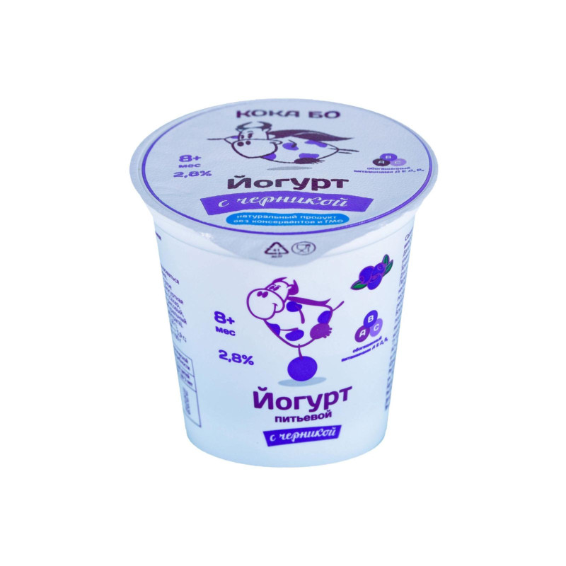 Йогурт питьевой черника 2,8%, 125 г