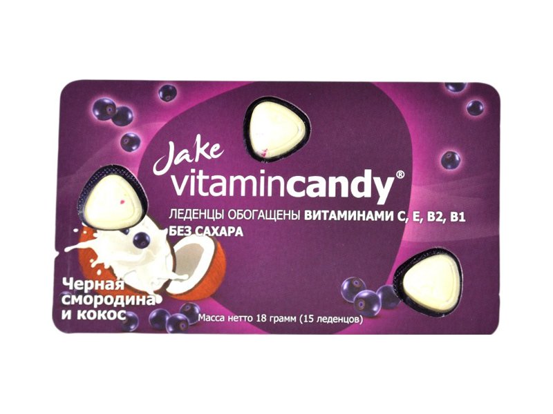 Леденцы Jake vitamincandy кокос и черная смородина, 18 гр