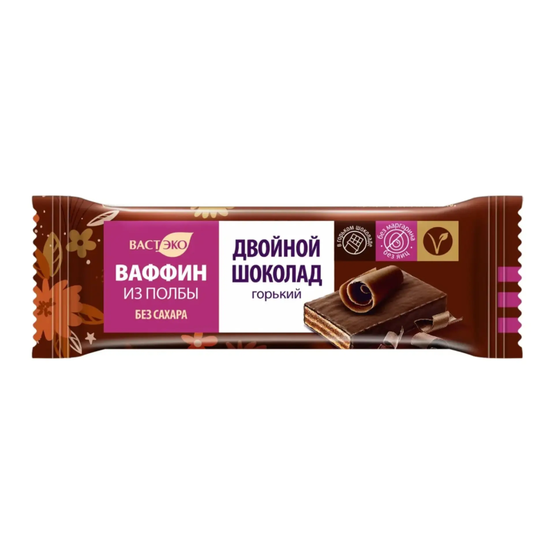 Ваффин из полбы горький шоколад без сахара, 26 гр