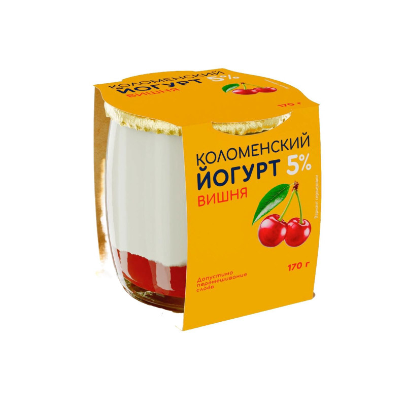 Йогурт вишня мдж 5% (Коломенское), 170 г