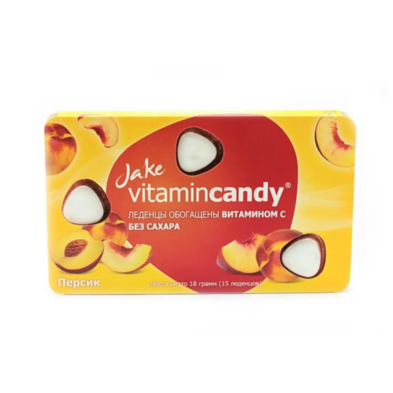 Леденцы без сахара Jake vitamincandy Персик, 18 г