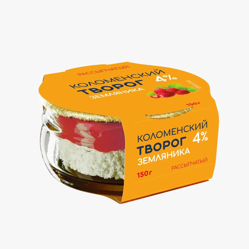 Творог рассыпчатый земляника 4% (Коломенское), 150 г