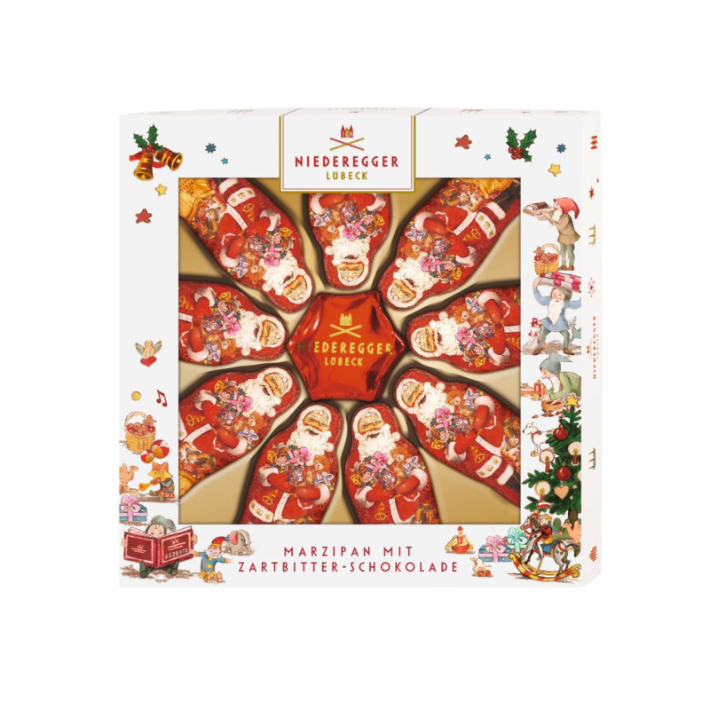 Новогодние марципановые Санта и Звезды в темном шоколаде, 125 г