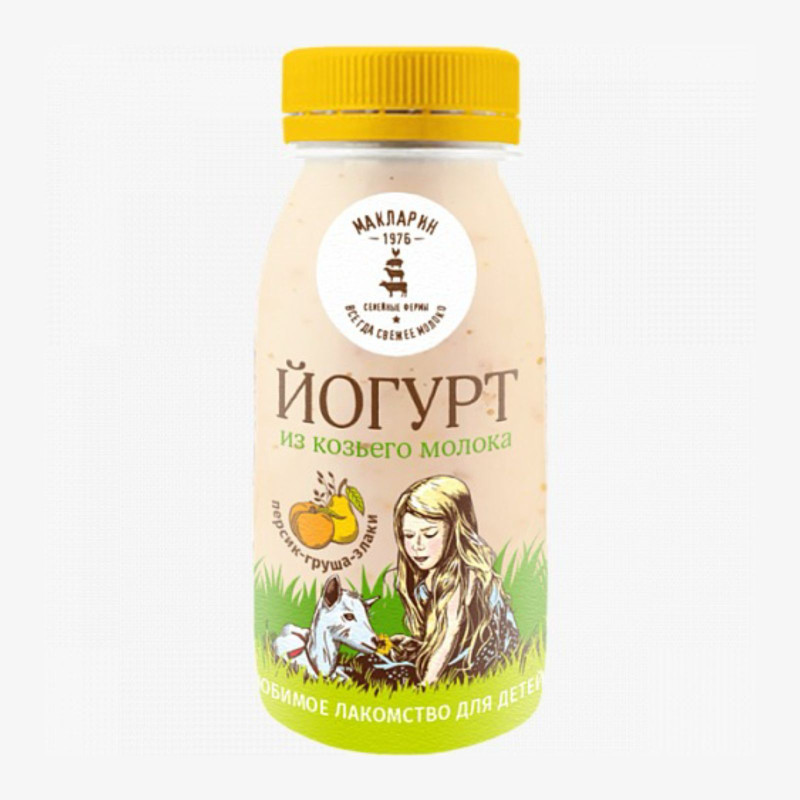 Йогурт из козьего молока персик-груша-злаки, 150 гр