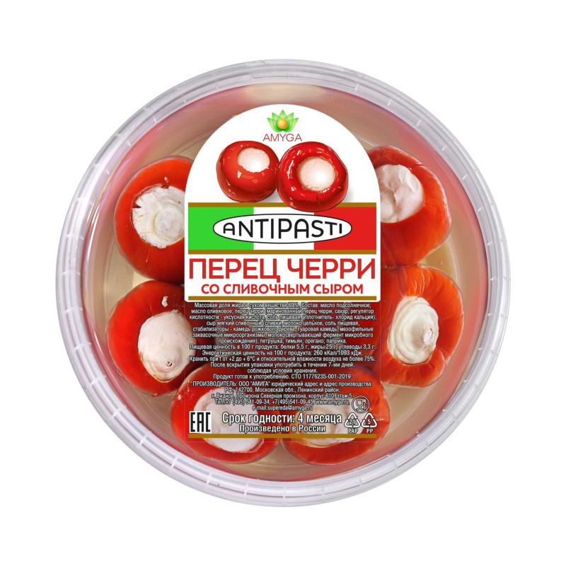 Перец черри со сливочным сыром, 250 мл