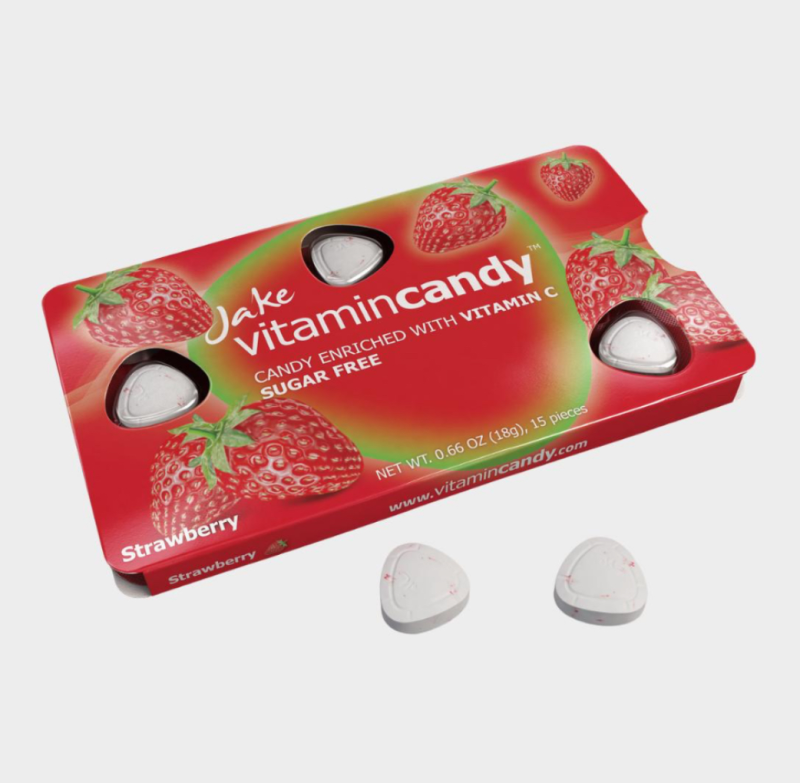 Леденцы без сахара Jake vitamincandy Клубника, 18 г