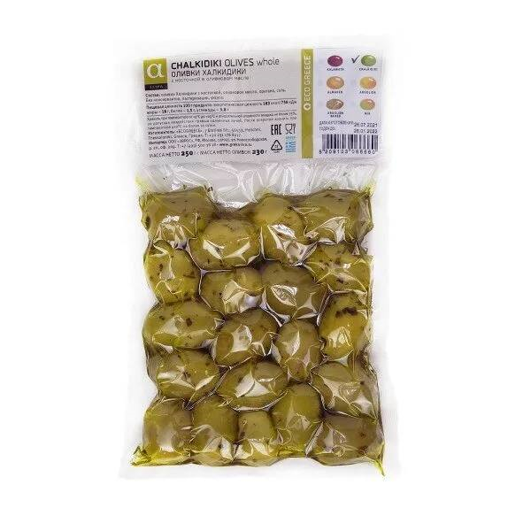 Оливки Халкидики в вакуум. с косточкой, 250 г