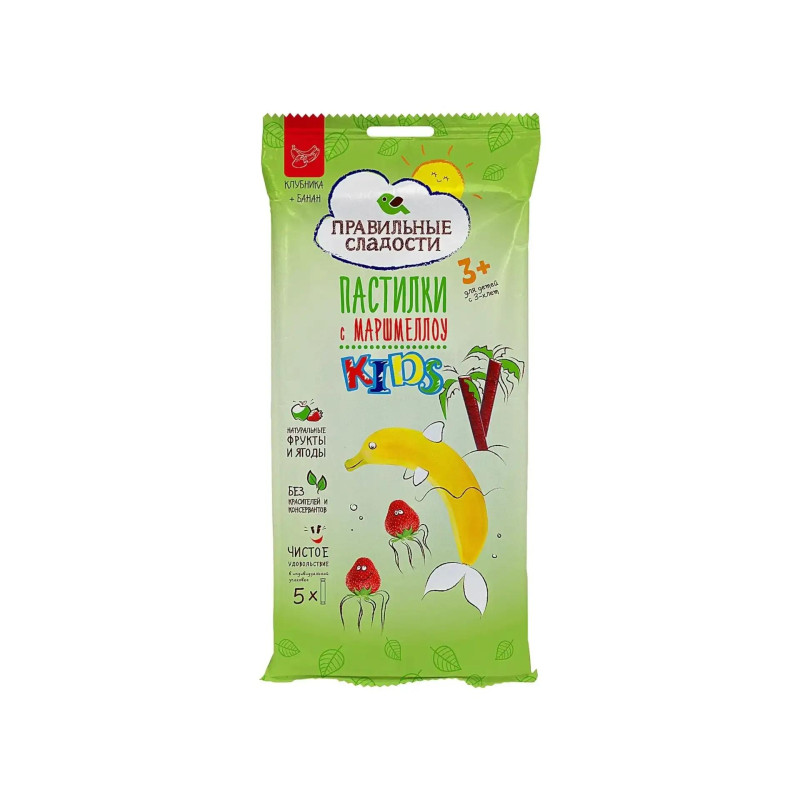 Пастилки с маршмеллоу клубника + банан, 55 г