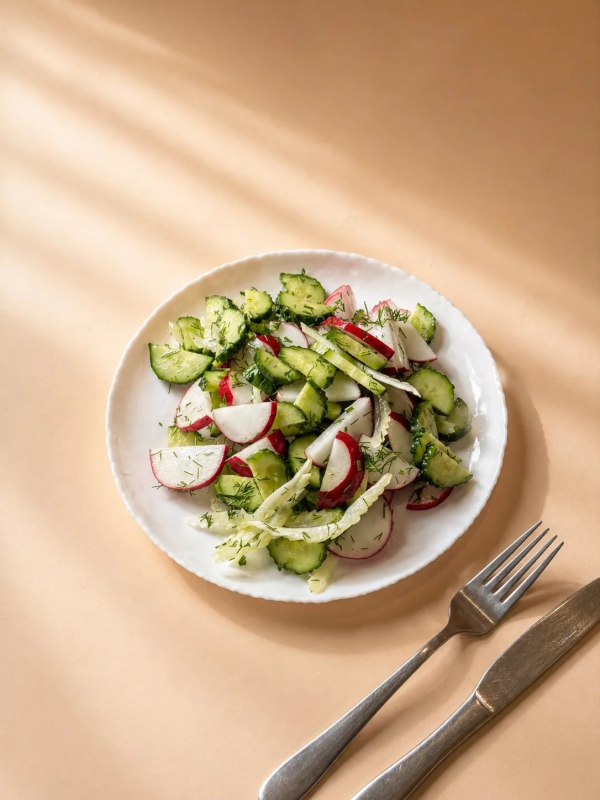 Салат с огурцом и редисом