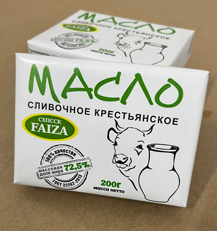 Масло сливочное крестьянское (СХПССК ФАЙЗА) 72,5%, 200 г