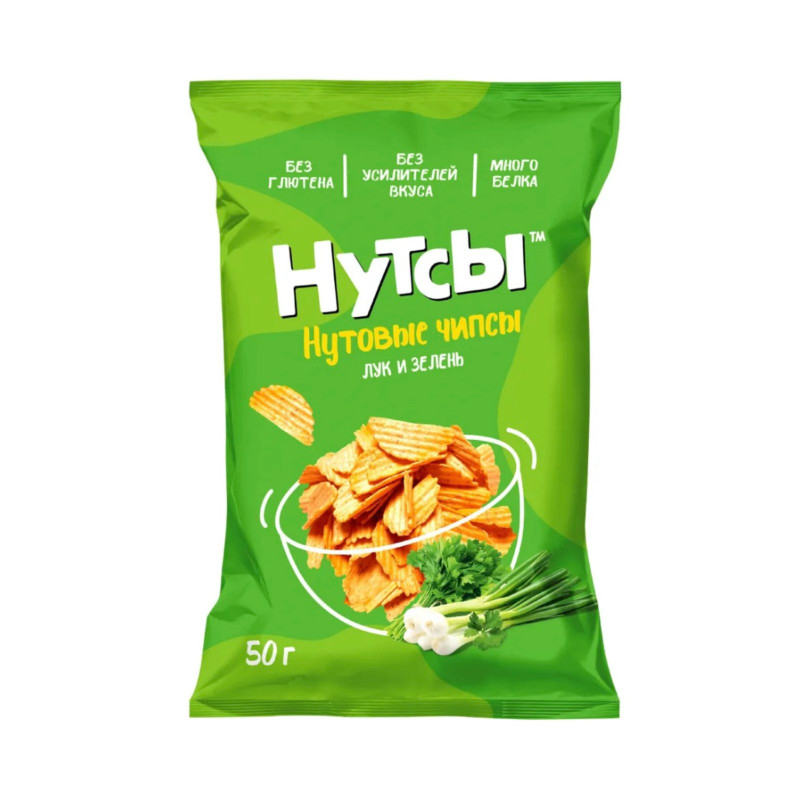 Чипсы нутовые Лук и зелень, 50 гр