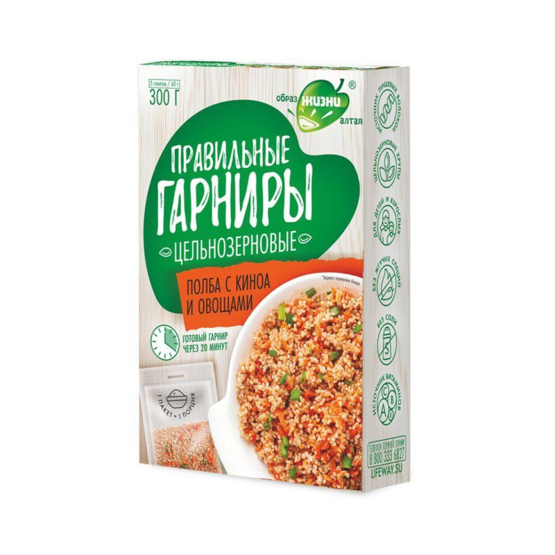 Полба с киноа и овощами Правильные гарниры, 300 г