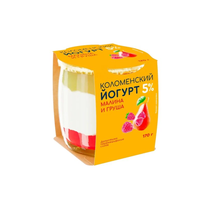 Йогурт малина груша мдж 5% (Коломенское), 170 г