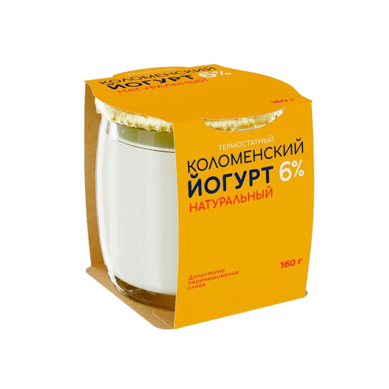 Йогурт термостатный натуральный мдж 6% (Коломенское), 160 г